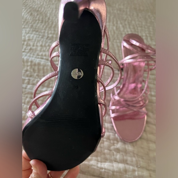 Zara sandals pink metallic strappy new no tags size 8.5 - Picture 4 of 5
